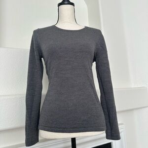 Ann Taylor Charcoal Crewneck Merino Wool Blend Knit Long Sleeve Sweater Size M